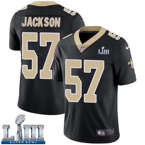 #57 New Orleans Saints Rickey Jackson Limited Men's Home Black Super Bowl LIII Jersey