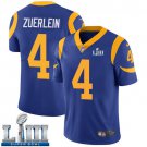 Men's Limited Greg Zuerlein Los Angeles Rams Royal Blue Super Bowl LIII Jersey #4