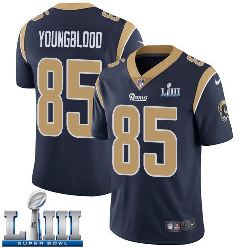 Men's Limited Jack Youngblood Los Angeles Rams Navy Blue Super Bowl LIII Jersey #85 Home