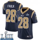 Men's Limited Marshall Faulk Los Angeles Rams Navy Blue Super Bowl LIII Jersey #28 Home