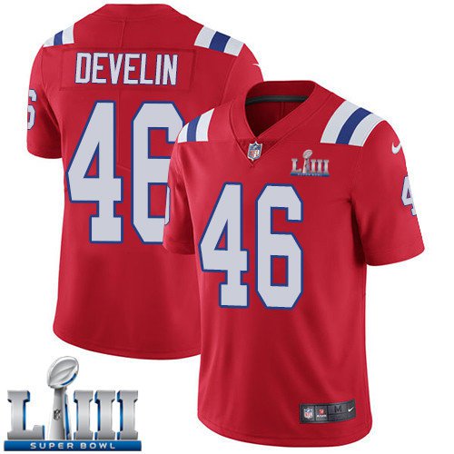 #46 New England Patriots James Develin Limited Men's Alternate Red Super Bowl LIII Jersey