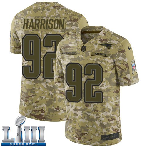 #92 New England Patriots James Harrison Limited Men's Camo Super Bowl LIII Jersey