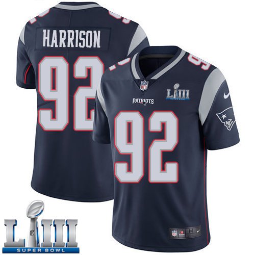 #92 New England Patriots James Harrison Limited Men's Home Navy Blue Super Bowl LIII Jersey