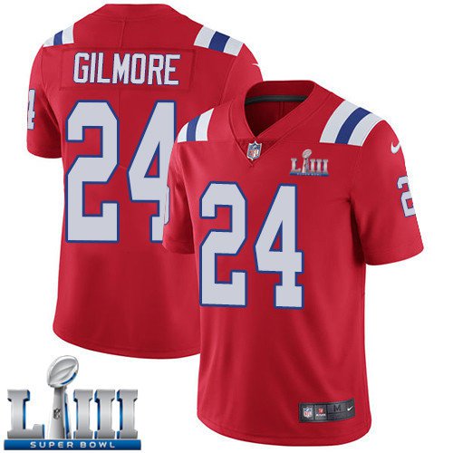 #24 New England Patriots Stephon Gilmore Limited Men's Alternate Red Super Bowl LIII Jersey