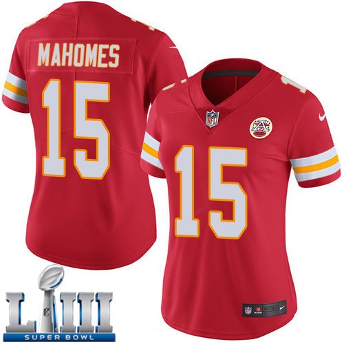 Patrick Mahomes Women's Red Super Bowl LIII Jersey #15 Kansas City Chiefs