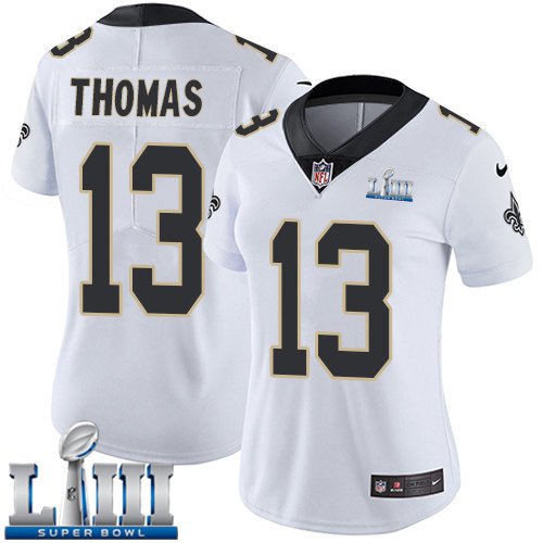 #13 New Orleans Saints Michael Thomas Women's Road White Super Bowl LIII Jersey
