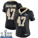 #47 New Orleans Saints Alex Anzalone Women's Home Black Super Bowl LIII Jersey