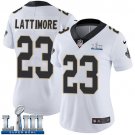 #23 New Orleans Saints Marshon Lattimore Women's Road White Super Bowl LIII Jersey