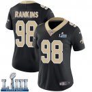 #98 New Orleans Saints Sheldon Rankins Women's Home Black Super Bowl LIII Jersey