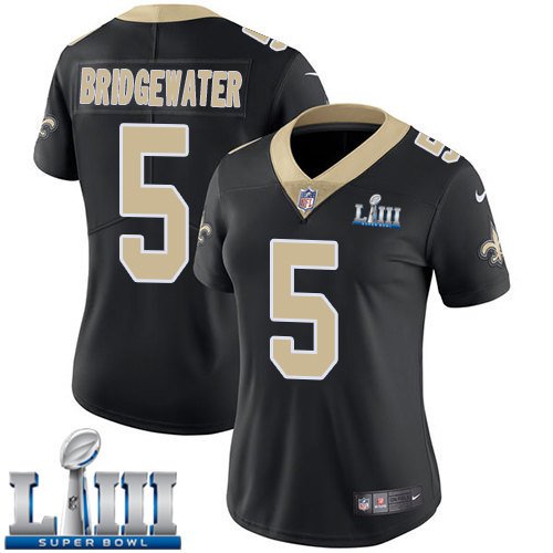 #5 New Orleans Saints Teddy Bridgewater Women's Home Black Super Bowl LIII Jersey