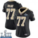 #77 New Orleans Saints Willie Roaf Women's Home Black Super Bowl LIII Jersey
