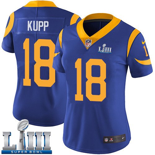 Women's Cooper Kupp Los Angeles Rams Royal Blue Super Bowl LIII Jersey #18