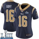 Women's Jared Goff Los Angeles Rams Navy Blue Super Bowl LIII Jersey #16 Home