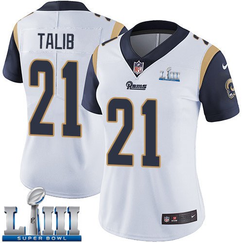 Women's Aqib Talib Los Angeles Rams White Super Bowl LIII Jersey #21 Road