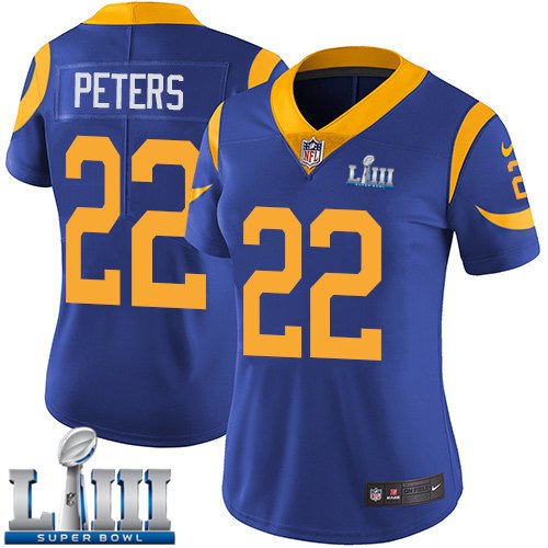 Women's Marcus Peters Los Angeles Rams Royal Blue Super Bowl LIII Jersey #22
