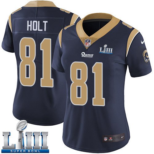 Women's Torry Holt Los Angeles Rams Navy Blue Super Bowl LIII Jersey #81 Home