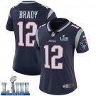 #12 New England Patriots Tom Brady Women's Home Navy Blue Super Bowl LIII Jersey