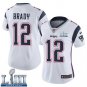 #12 New England Patriots Tom Brady Women's Road White Super Bowl LIII Jersey
