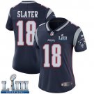 #18 New England Patriots Matthew Slater Women's Home Navy Blue Super Bowl LIII Jersey