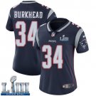 #34 New England Patriots Rex Burkhead Women's Home Navy Blue Super Bowl LIII Jersey