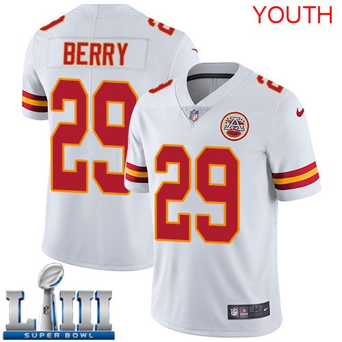 Youth Kansas City Chiefs #29 Eric Berry White Super Bowl LIII Jersey