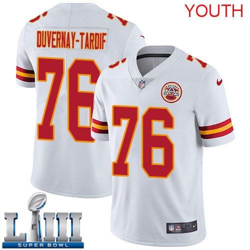 Youth Kansas City Chiefs #76 Laurent Duvernay-Tardif White Super Bowl LIII Jersey