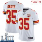Youth Kansas City Chiefs #35 Christian Okoye White Super Bowl LIII Jersey