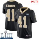 #41 New Orleans Saints Alvin Kamara Youth Home Black Super Bowl LIII Jersey