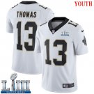 #13 New Orleans Saints Michael Thomas Youth Road White Super Bowl LIII Jersey