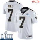 #7 New Orleans Saints Taysom Hill Youth Road White Super Bowl LIII Jersey