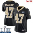 #47 New Orleans Saints Alex Anzalone Youth Home Black Super Bowl LIII Jersey