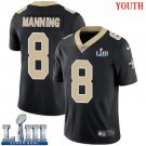 #8 New Orleans Saints Archie Manning Youth Home Black Super Bowl LIII Jersey