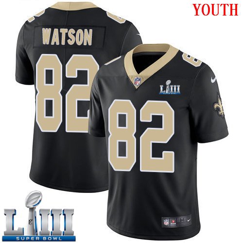 #82 New Orleans Saints Benjamin Watson Youth Home Black Super Bowl LIII Jersey