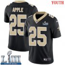 #25 New Orleans Saints Eli Apple Youth Home Black Super Bowl LIII Jersey
