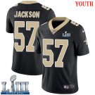 #57 New Orleans Saints Rickey Jackson Youth Home Black Super Bowl LIII Jersey