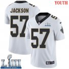 #57 New Orleans Saints Rickey Jackson Youth Road White Super Bowl LIII Jersey