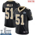 #51 New Orleans Saints Sam Mills Youth Home Black Super Bowl LIII Jersey