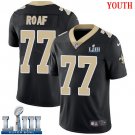 #77 New Orleans Saints Willie Roaf Youth Home Black Super Bowl LIII Jersey