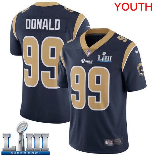 Youth Limited Aaron Donald Los Angeles Rams Navy Blue Super Bowl LIII Jersey #99 Home
