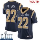 Youth Limited Marcus Peters Los Angeles Rams Navy Blue Super Bowl LIII Jersey #22 Home