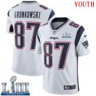 #87 New England Patriots Rob Gronkowski Youth Road White Super Bowl LIII Jersey