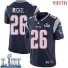 #26 New England Patriots Sony Michel Youth Home Navy Blue Super Bowl LIII Jersey