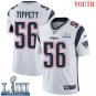 #56 New England Patriots Andre Tippett Youth Road White Super Bowl LIII Jersey