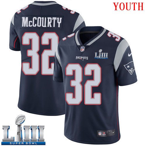 #32 New England Patriots Devin McCourty Youth Home Navy Blue Super Bowl LIII Jersey