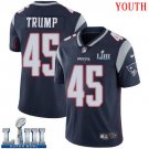 #45 New England Patriots Donald Trump Youth Home Navy Blue Super Bowl LIII Jersey