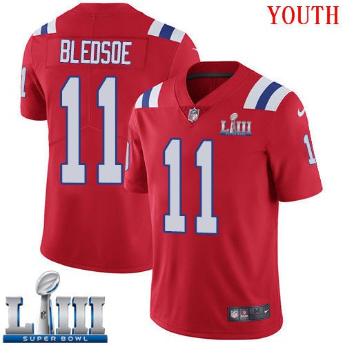 #11 New England Patriots Drew Bledsoe Youth Alternate Red Super Bowl LIII Jersey