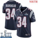 #34 New England Patriots Rex Burkhead Youth Home Navy Blue Super Bowl LIII Jersey