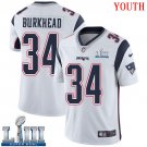 #34 New England Patriots Rex Burkhead Youth Road White Super Bowl LIII Jersey