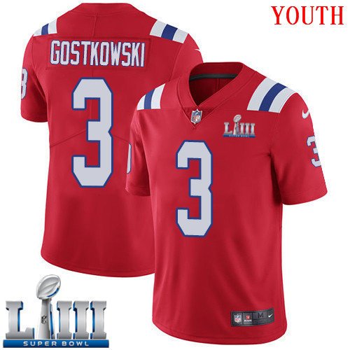 #3 New England Patriots Stephen Gostkowski Youth Alternate Red Super Bowl LIII Jersey