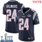 #24 New England Patriots Stephon Gilmore Youth Home Navy Blue Super Bowl LIII Jersey